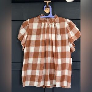 Travata- 🍂 XS- Brown and cream Blouse- 100% cotton